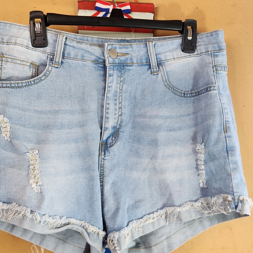 SHEIN Light Blue Distressed Jean Shorts